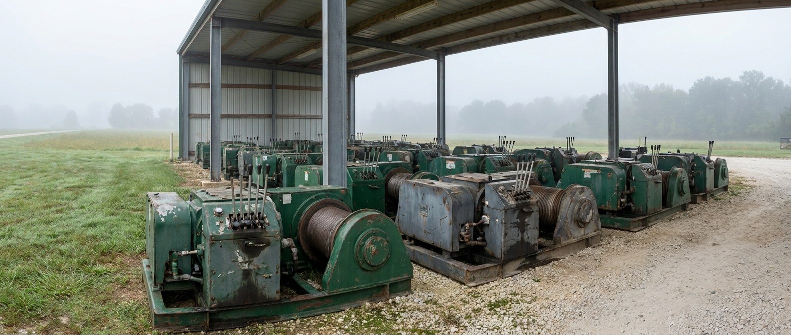 hydraulic cable pulling winch в ряду на площадке